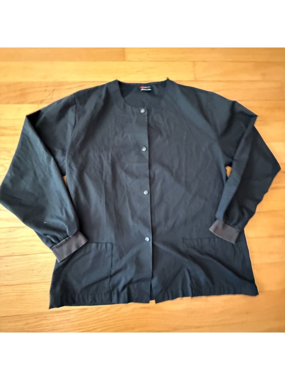 Salus Women's Medium Black Button Up Medical Scrub Uniform Long Sleeve Jacket Co